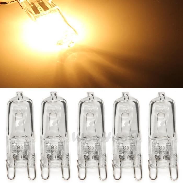 10pcs g9 ampoule halogène lampe eclairage blanc chaud 25w coque transparent