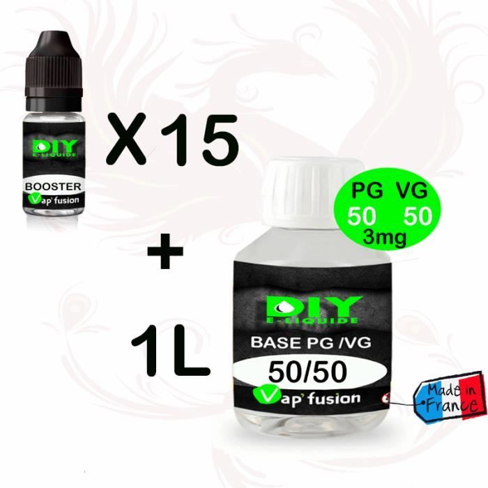 Base neutre - 1 L - PG/VG 50-50 + 15 boosters - diy e liquide - Vapfusion