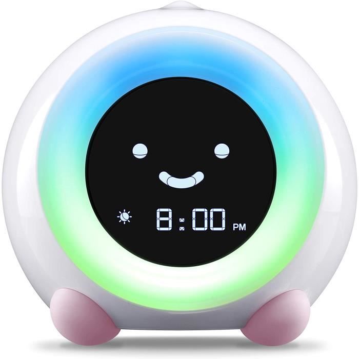 Réveil Matin Éducatif Enfant Little Hippo MELLA Veilleuse Musique pour Dormir Rose