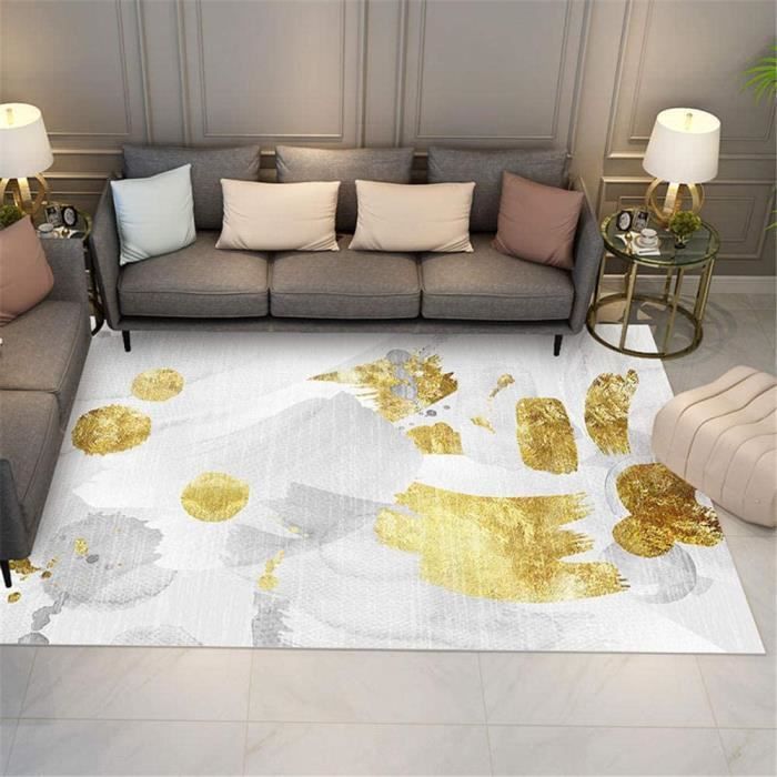 Tapis de sol enfant chambre parentale moderne gris rectangle doré décoration  salon de style moderne 60x90cm[4368] - Cdiscount Maison