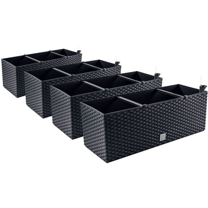 PAFEN Fioriera della serie Crown DCRO600 da balcone, per ringhiere, vaso da 18 l, in plastica, antracite