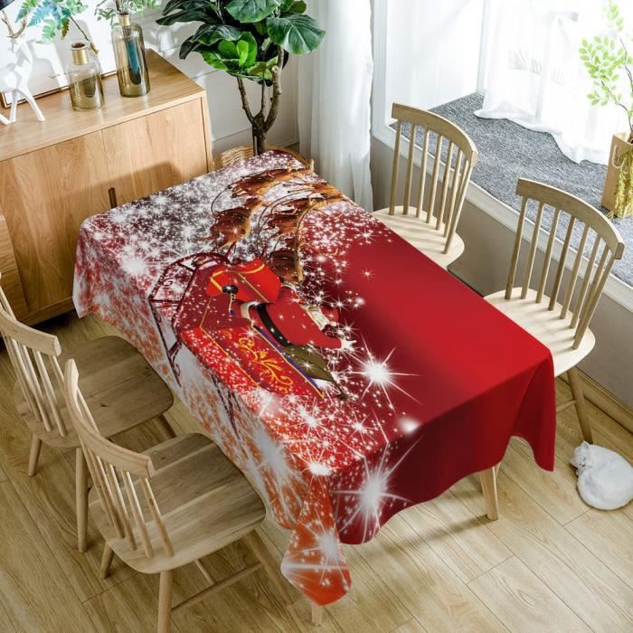 Style f Nappe de décoration de noël motif Elk | Nappe de nouvel an, nappe  de Table rectangulaire anti-poussiè