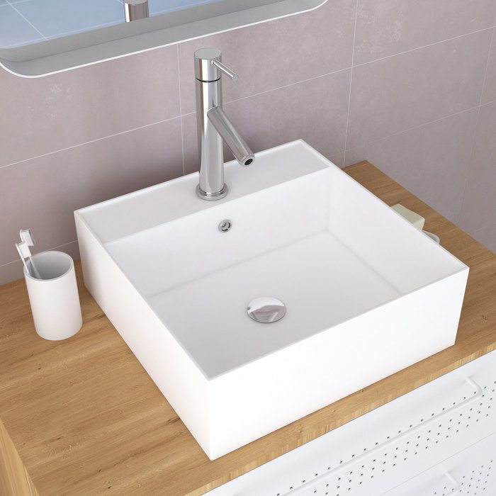 Vasque A Poser Rectangle En Ceramique 40x40x14cm Squary