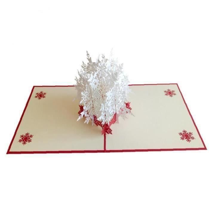 Cartes de Noël Pop Up Snowflake 3D Stéréo Carte de voeux Papier 
