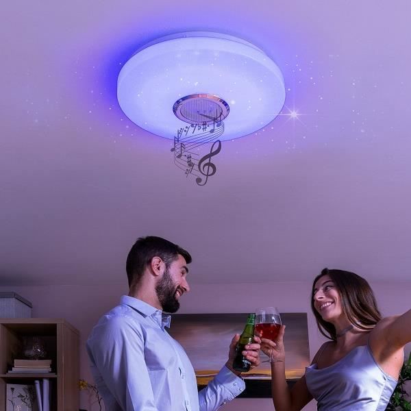 Callsky Plafonnier LED 30W Carré Dimmable, Intégré Smart RGB Changement De Couleur, Plafonnier Bluetooth/app Contrôle/télécommande, Chambre D'enfants Couloir Balcon Dimmable RGB Changement De Couleur