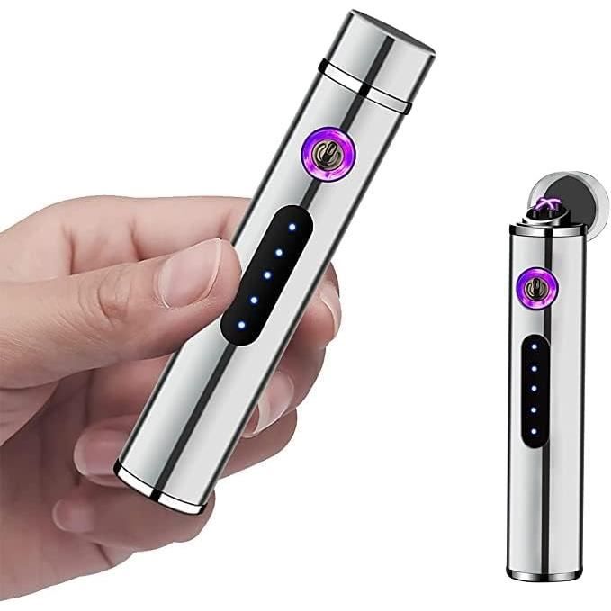 Briquet électrique Rechargeable USB Coupe-vent - Double Face, Spirale Tungstène - Mini Format Fin Avec Indicateur LED - Cadeau Original
