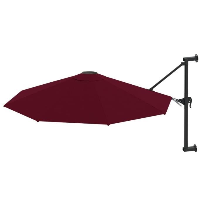 Parasol mural - DILWE - Bordeaux - 300 cm - Mât en métal - Système à manivelle