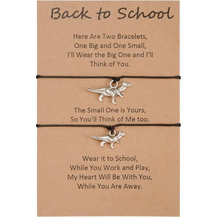 Set De 4 Bracelets Premier Jour D'école - Bracelets Mère/fille, Fils, Tressés Réglables, Cadeau Rentrée