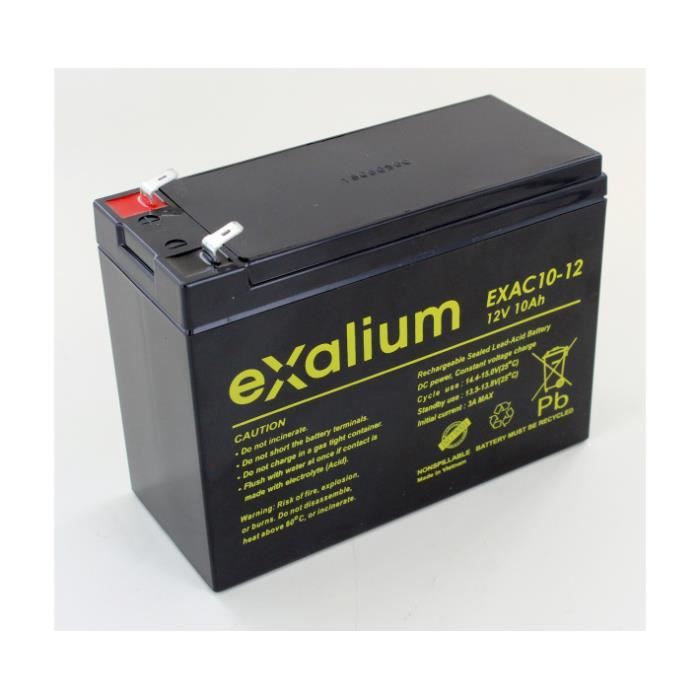 Batterie plomb cyclique 12V 10Ah Exalium EXAC10-12