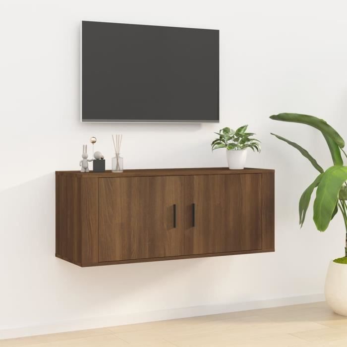 famirosa meuble tv mural chêne marron 100x34,5x40 cm-639