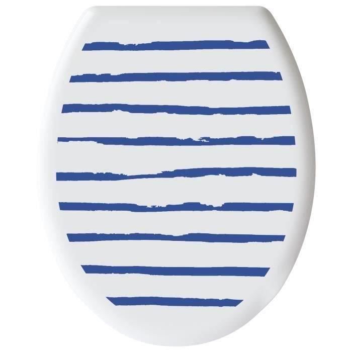 GELCO DESIGN Abattant WC - Charnières plastique - Polypropylène - Motif marin - Bleu majorelle