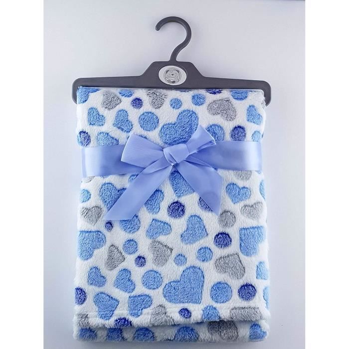Couverture Bebe Plaid Polaire Microfibre Garcon Bleu Coeur Cdiscount Puericulture Eveil Bebe