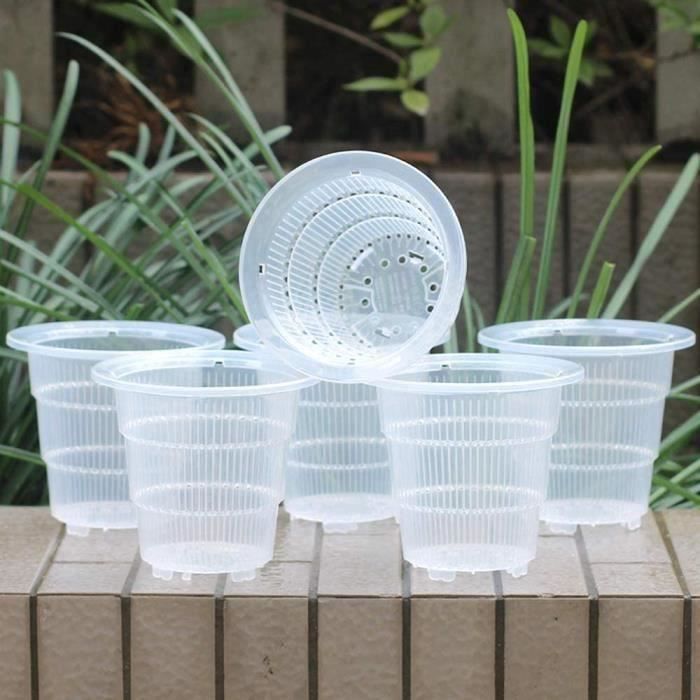Lot De 10 Pots à Orchidées Transparents En Plastique Avec Drainage - Pour Plantes Intérieur/extérieur