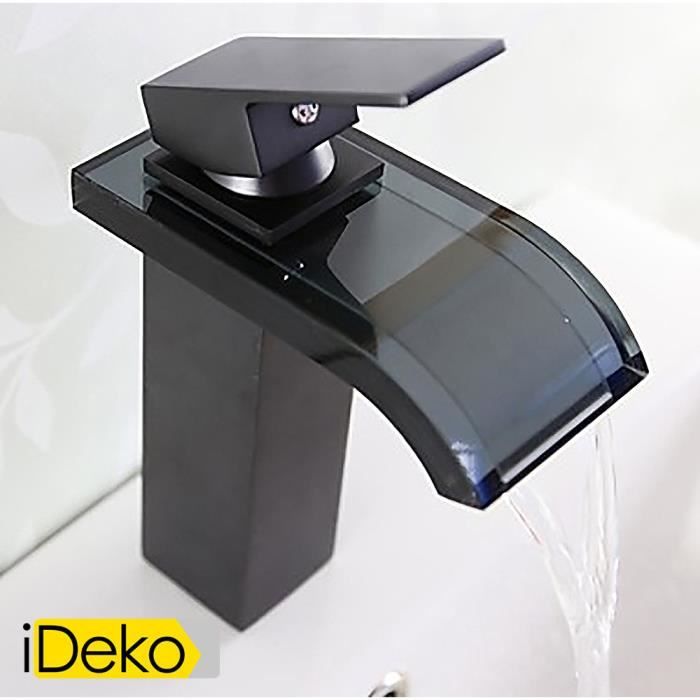 BESy Robinet Lavabo Salle De Bain à Cascade - Mitigeur Une Poignée Acier Inoxydable Chrome Poli