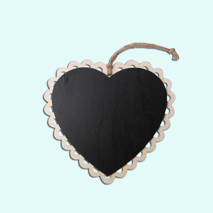 Lot De 10 Mini Tableaux Noirs Cœur En Bois - Avec Socle - Pour Messages De Fête, Décoration événement - 11
