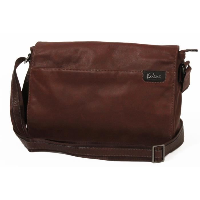 Besace Katana Cuir de Vachette sauvage K 81667 - Marron - Cuir - Homme Marron - Cdiscount 