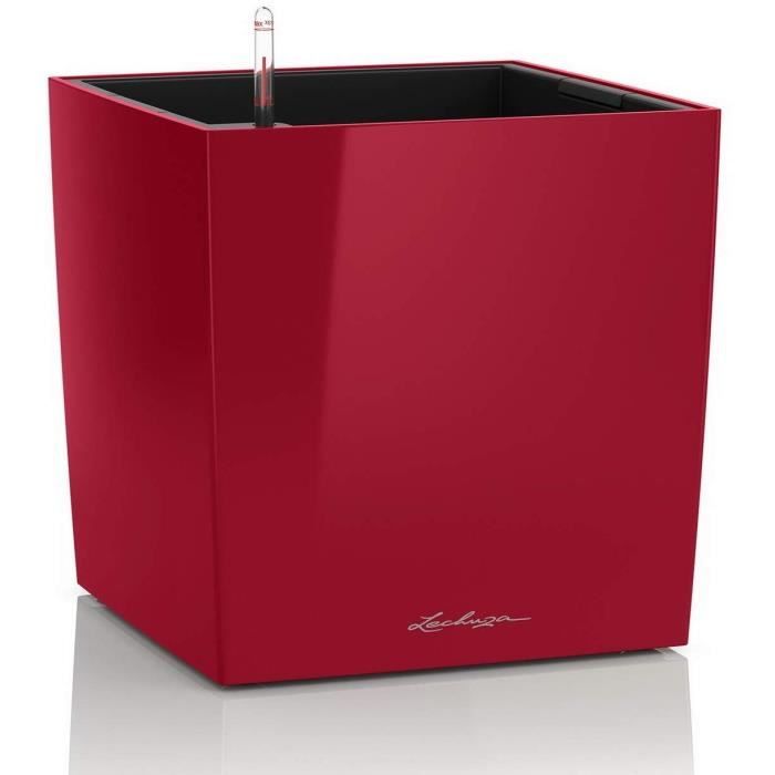 Pot de fleur LECHUZA Cube Premium 40 - kit complet, rouge scarlet brillant