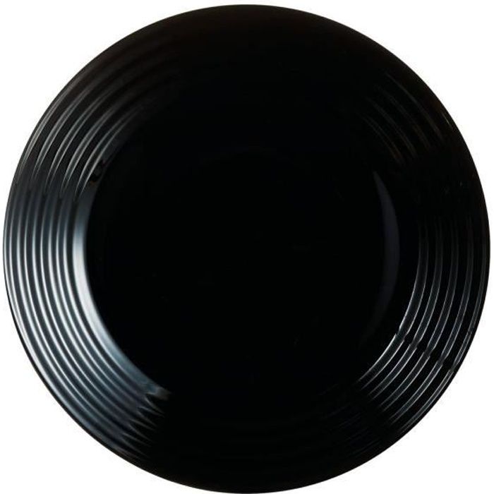 Assiette à dessert - LUMINARC - Harena - Verre trempé - 19 cm - Noir