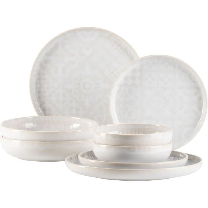 Service de table - MÄSER - Tiles - 8 pièces - Céramique de qualité supérieure - Blanc