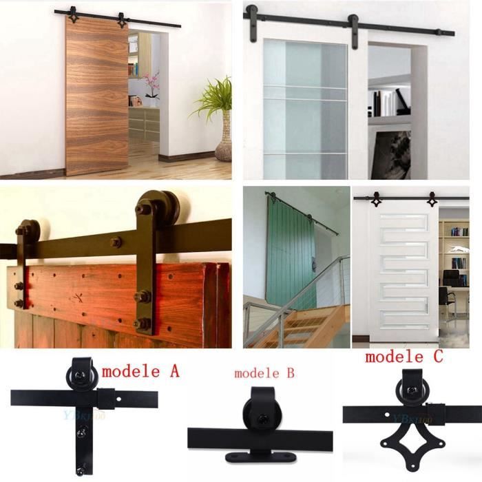 Tringle Ronde Pour Porte Coulissante 1 83m 2m Tringle Rail Porte Coulissante Suspendu Roue De Poulie De