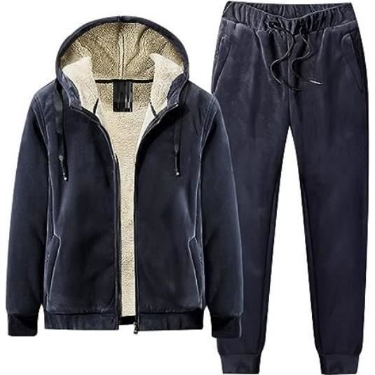 Surv tement Homme Marque Ensemble doubl de Fourrure Bleu