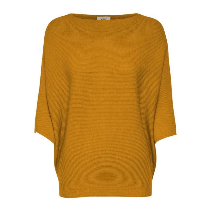 JDY chandail pour dames en tricot fin manches chauve souris Jaune