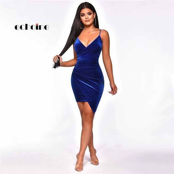 Robe bleu marine moulante sales