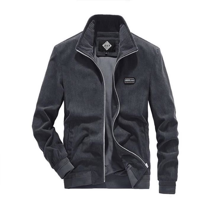 Veste Zippee Homme Velours Cotele Printemps et Automne Casual Veste Col Montant Couleur Unie Gris Gris Cdiscount Pret a Porter