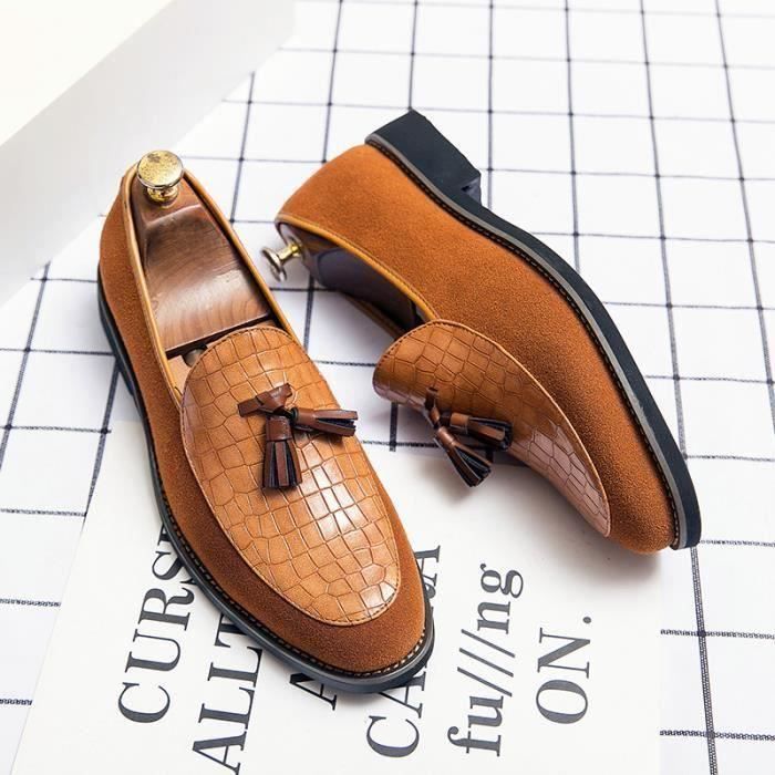Mocassin Homme JITAI En Cuir - Penny Loafers Classiques - Confort Ville/Bureau - Style Décontracté Élégant