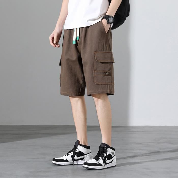 Bermuda Short Cargo Homme Ete Grande Taille Loose Fit Fashion Mode