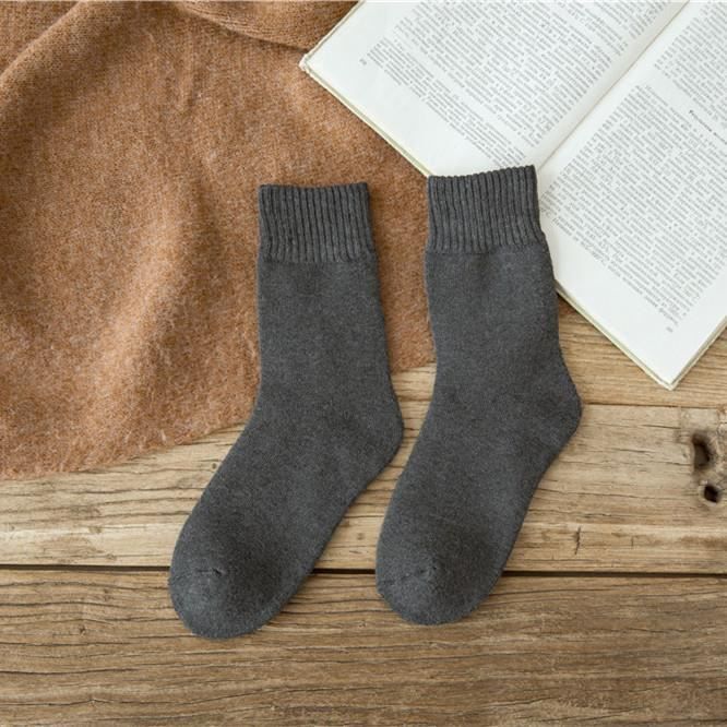 Chaussette Chaude Femme Marque Mod le Laine et Coton Couleur Vive Gris 2
