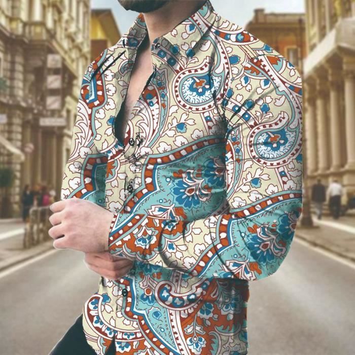 Chemises hommes Paisley floral elegant et decontracte imprime graphique Csl 62