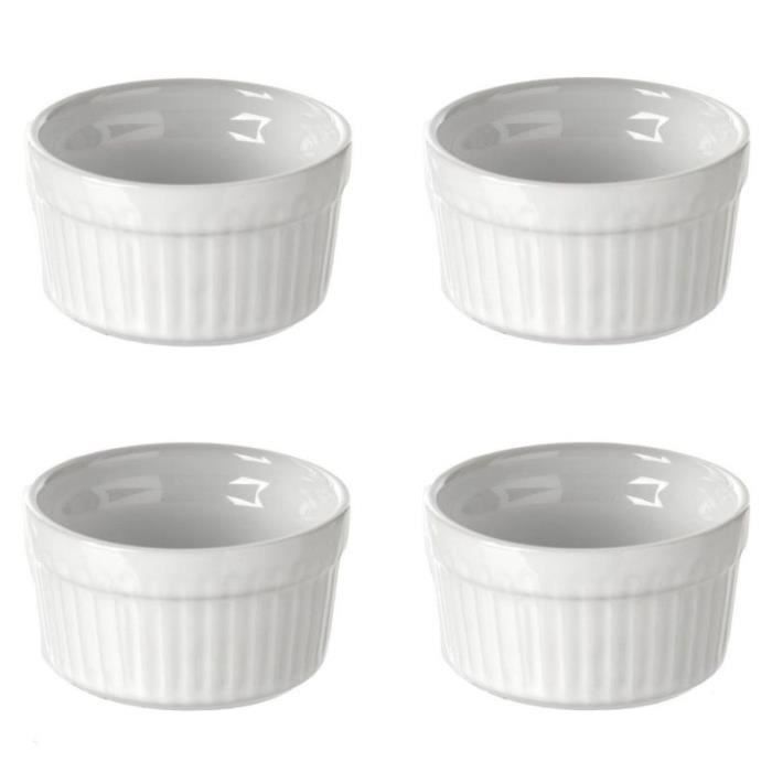 4 Ramequins Emile Henry – 2 Marron Et 2 Blanc, Porcelaine, Jamais Servis !