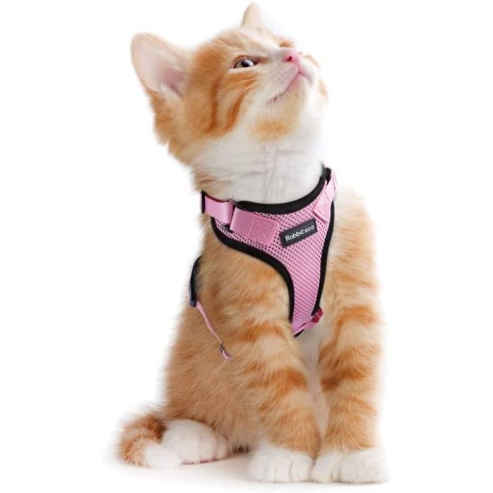Harnais Chien Chat Réglable Réfléchissant Anti Traction Pour Les Petites Chiens Chats Facile à Mettre Tailles Rose