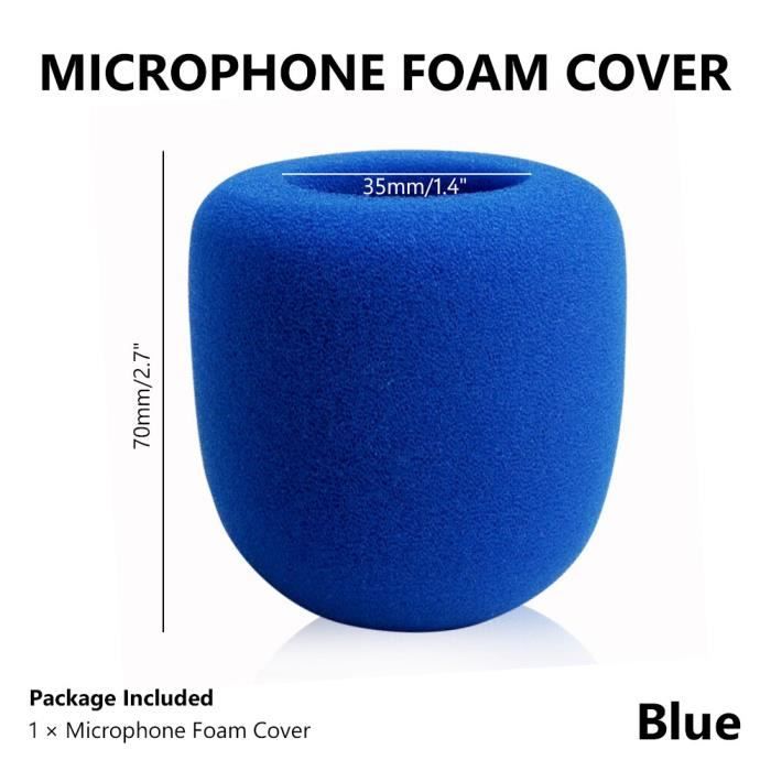 Lot De 2 Pare-brises En Mousse Personnalisés Avec Logo – Micro Entretien TV, Radio, Podcast – Bleu Rond, Impression Pro Sur Demande