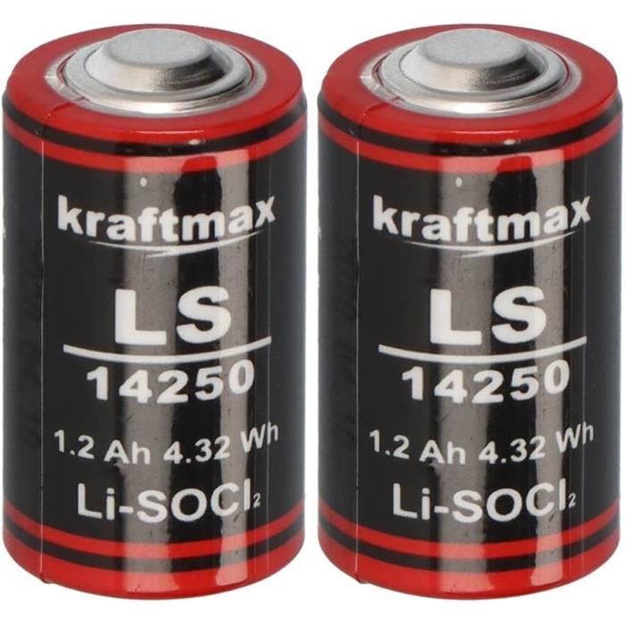 Lot De 2 Piles Lithium Ls 14250-1-2 Aa Er14250 Li-Socl2 Ls14250 3,6 V ...