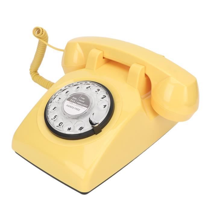 Vintage Téléphonique-Téléphone Rétro à cadran rotatif - téléphone fixe  (jaune) - Cdiscount Téléphonie