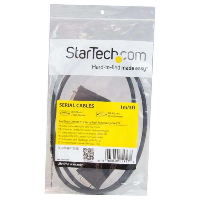 Cable Null Modem Serie Db9 Rs232 De 1m Cordon Serie Db9 Vers Db9 Femelle Femelle Noir Prix Pas Cher Cdiscount