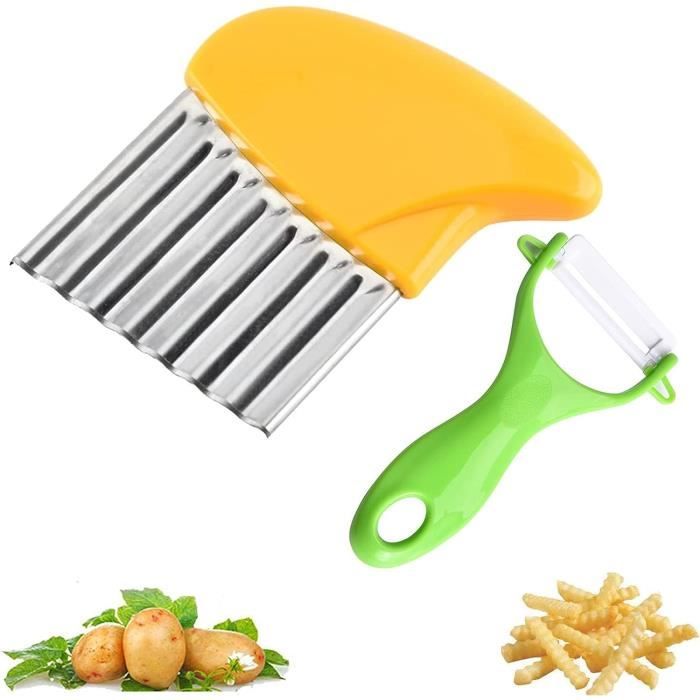 Börner Mandoline ondulée PowerLine (orange) • Coupe-légumes pour coupe ondulée et gaufrée • Trancheuse ondulée pour légumes • Rabot pour pommes de terre grillées et frites • Mandoline à pommes de