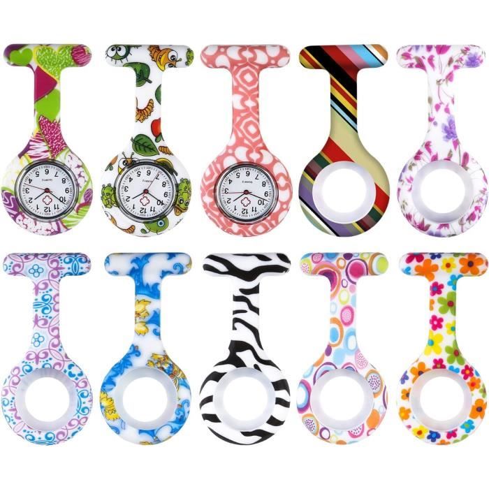 Montre D'Infirmière Ravel En Silicone Noir - Cadran Blanc Lisible, Aiguilles Lumineuses - Mouvement Quartz