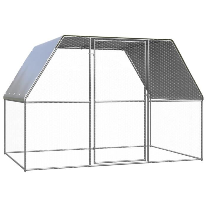 Meilleurs prix pour "BEST"Clapier Enclos - Poulailler argenté et gris 3x2x2 m - acier galvanisé FR29901