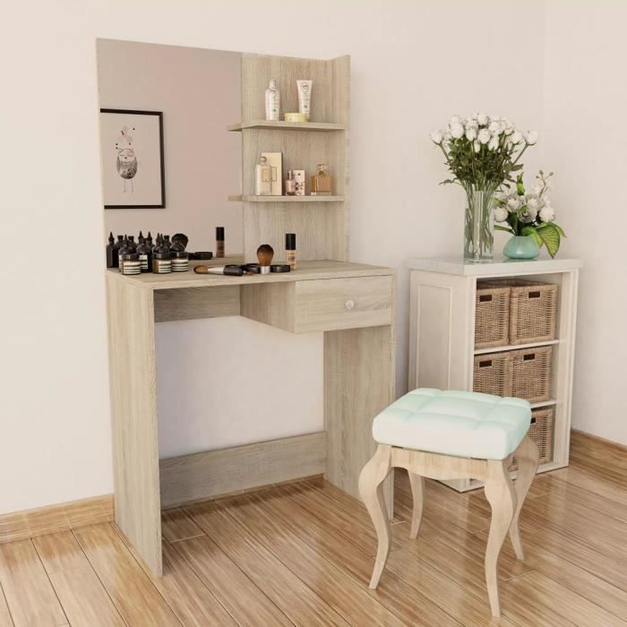 vidaXL Coiffeuse Bois d’ingénierie 75x40x141 cm Chêne 244862
