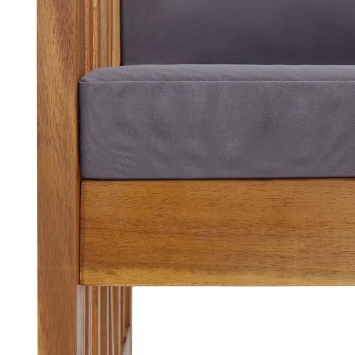 Banc de jardin - VINGVO - SWT(310261) - Bois dacacia massif - 3 places - Coussin gris foncé