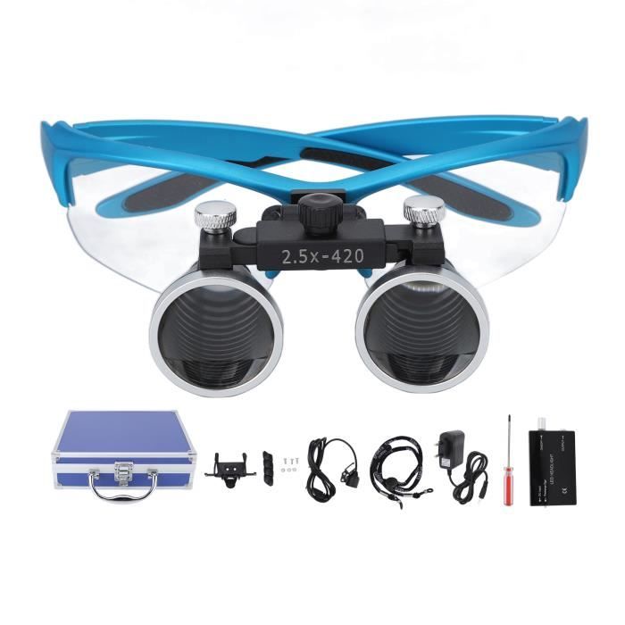 VINGVO Loupes à tête éclairée Loupe à tête éclairée Bleu poli mat 2,5X