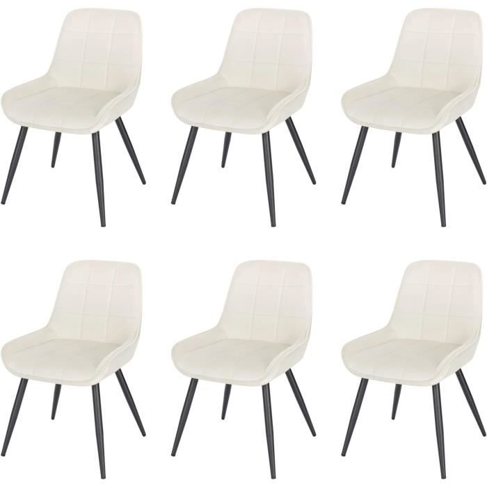WOLTU Lot de 6 Chaises de Salle à Manger en Velours Chaises Scandinaves pour Salon Cuisine Chambre Crème Blanc W0ATT0169-6