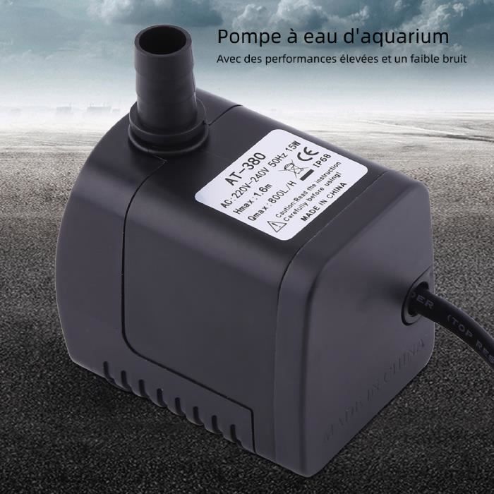 1 pièce 220V 15W AT-380 Mini pompe submersible pour aquarium noir HB017