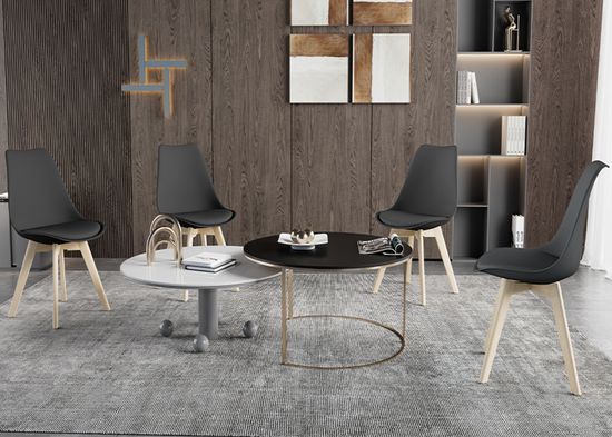 DEWINNER Lot De 6 Chaises Salle à Manger Scandinave - Chaise Rétro Hêtre Massif Rembourrée (Noir)
