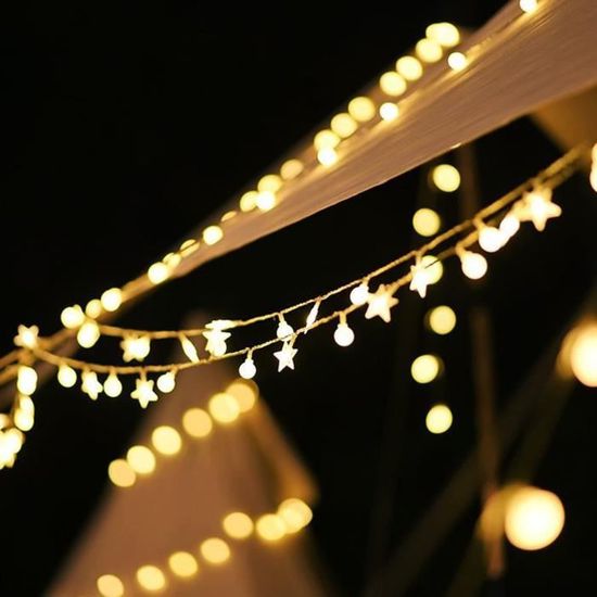 Guirlande Lumineuse LED 40 Ampoules 6 Mètres - Blanc Chaud - Extérieur - NEUVE