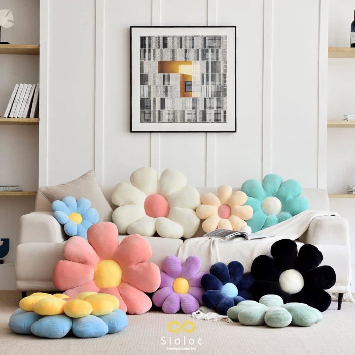 Coussin De Sol Fleur Géant - Décoration Chambre, Peluche Douce | 40/50/60 Cm, Lavable, Idéal Coin Lecture & Détente