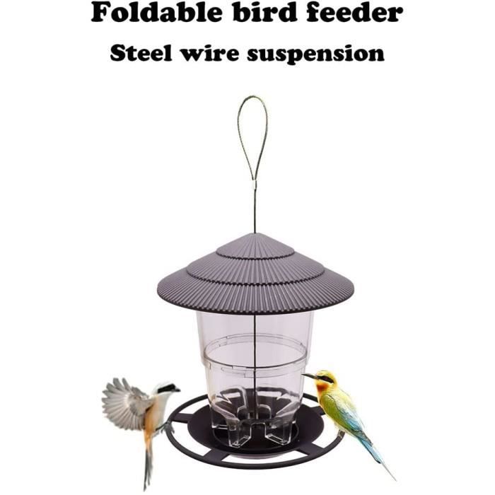 Mangeoire à Oiseaux Lanterne Verte XXL à Suspendre - Plastique Résistant, Capacité 2,25 Kg Pour Mésanges, Moineaux Et Jardin